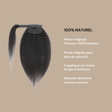 Queue de cheval Ponytail Brun Foncé Ruban Magique Remy Hair Kinky Straight Brun Foncé 1B