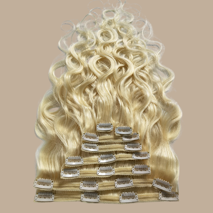 Kit Extensions à Clips Body Wave Blond Platine 120 gr Blond Platine 120 Gr