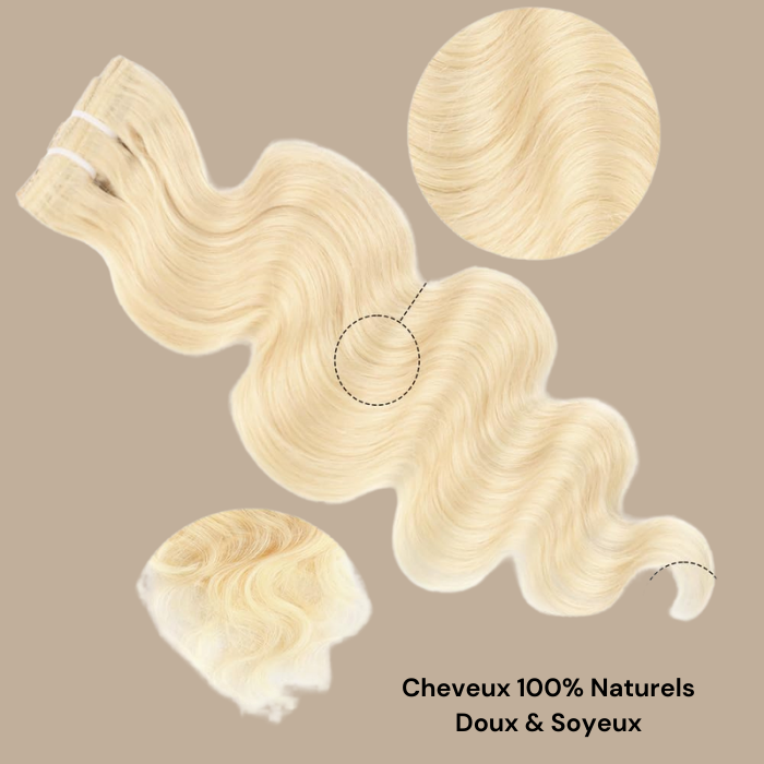 Kit Extensions à Clips Body Wave Blond Platine 120 gr Blond Platine 120 Gr