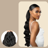 Queue de cheval Ponytail Brun Foncé à Pince Naturel Remy Hair Body Wave Brun Foncé 1B