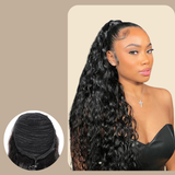 Queue de cheval Ponytail Brun Foncé A Cordon Remy Hair Water Wave Brun Foncé 1B