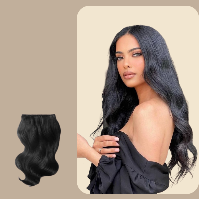 Extension à Clips Body Wave Noir Mono Bande Maxi Volume Noir