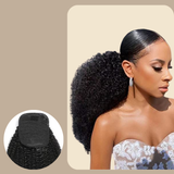 Queue de cheval Ponytail Brun Foncé A Cordon Remy Hair Afro Curly Brun Foncé 1B