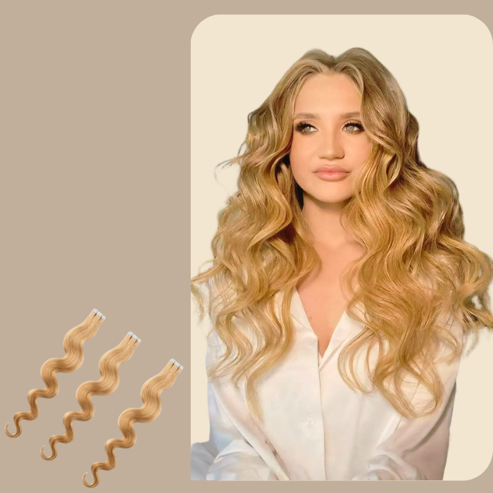 Extensions Adhésives Ondulées Blond Blond 20" | 51 Cm 50 Gr