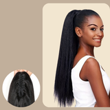 Queue de cheval Ponytail Brun Foncé à Pince Naturel Remy Hair Yaki Straight Brun Foncé 1B