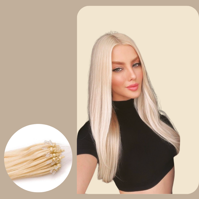 100 Extensions Anneaux Raides Blond Platine Blond Platine