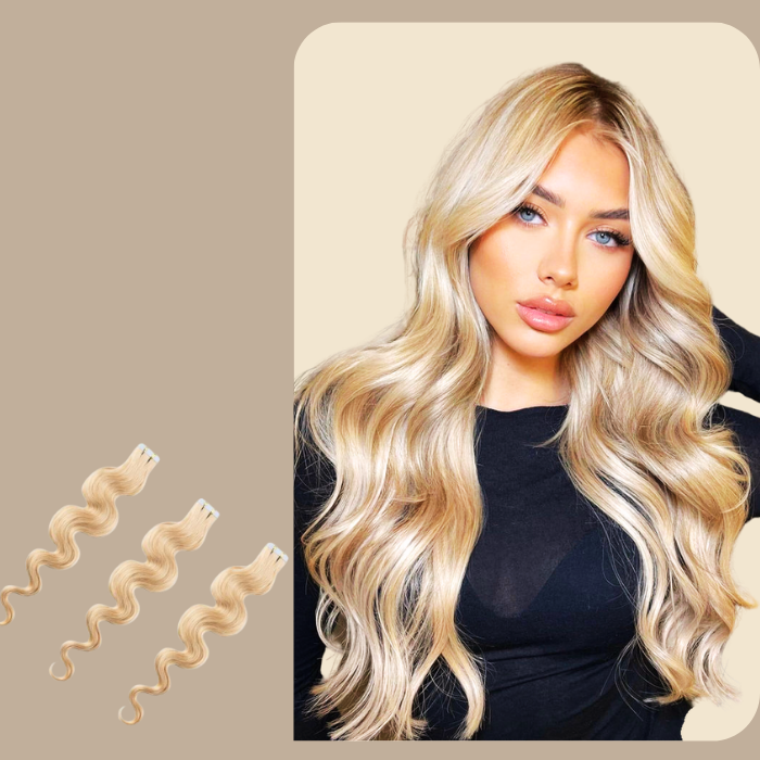 Extensions Adhésives Ondulées Blond Platine Blond Platine 20" | 51 Cm 50 Gr