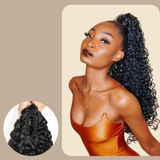 Queue de cheval Ponytail Brun Foncé à Pince Naturel Remy Hair Kinky Curly Brun Foncé 1B