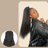 Queue de cheval Ponytail Brun Foncé A Cordon Remy Hair Kinky Straight Brun Foncé 1B