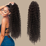 Queue de cheval Ponytail Brun Foncé à Pince Naturel Remy Hair Deep Wave Brun Foncé 1B