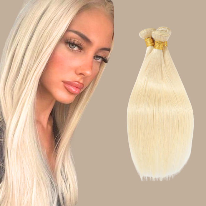 Tissage Cheveux Vierge Human Hair Straight 7A Blond Platine 613# 100 Gr