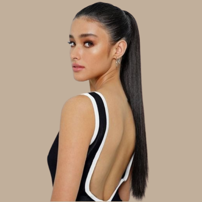 Queue de cheval Ponytail Brun Foncé A Cordon Remy Hair Straight Brun Foncé 1B