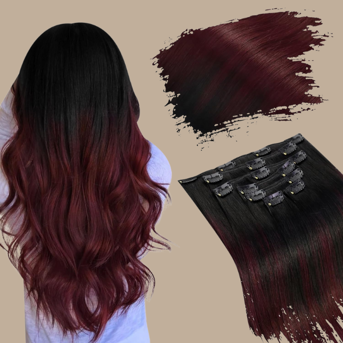 Kit Extensions à Clips Straight Ombre Brun Foncé 99J 120 gr Ombre Brun Foncé 99J 120 Gr