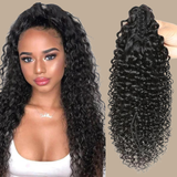 Queue de cheval Ponytail Brun Foncé à Pince Naturel Remy Hair Kinky Curly Brun Foncé 1B