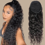 Queue de cheval Ponytail Brun Foncé A Cordon Remy Hair Water Wave Brun Foncé 1B