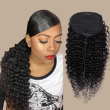 Queue de cheval Ponytail Brun Foncé A Cordon Remy Hair Deep Wave Brun Foncé 1B