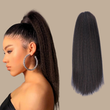 Queue de cheval Ponytail Brun Foncé à Pince Naturel Remy Hair Yaki Straight Brun Foncé 1B