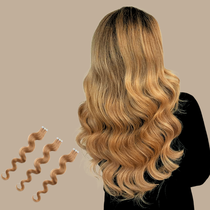 Extensions Adhésives Ondulées Blond Foncé Blond foncé 20" | 51 Cm 50 Gr