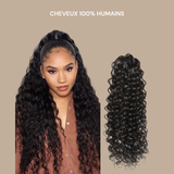 Queue de cheval Ponytail Brun Foncé à Pince Naturel Remy Hair Deep Wave Brun Foncé 1B