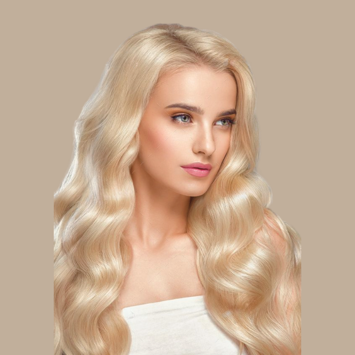 100 Extensions Kératine Ondulées Blond Platine Blond Platine 18" | 46 Cm 50 Gr