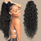 Queue de cheval Ponytail Brun Foncé A Cordon Remy Hair Water Wave Brun Foncé 1B