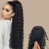 Queue de cheval Ponytail Brun Foncé A Cordon Remy Hair Deep Wave Brun Foncé 1B