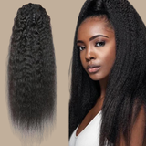 Queue de cheval Ponytail Brun Foncé à Pince Naturel Remy Hair Kinky Straight Brun Foncé 1B