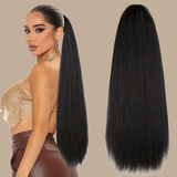 Queue de cheval Ponytail Brun Foncé à Pince Naturel Remy Hair Yaki Straight Brun Foncé 1B