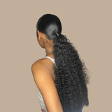 Queue de cheval Ponytail Brun Foncé A Cordon Remy Hair Afro Curly Brun Foncé 1B