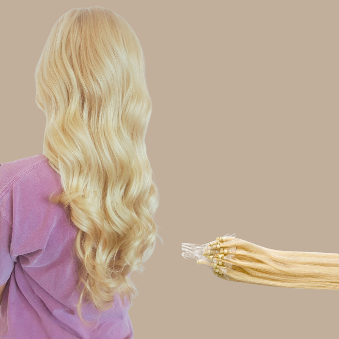 100 Extensions Anneaux Ondulées Blond Blond 20" | 51 Cm 50 Gr