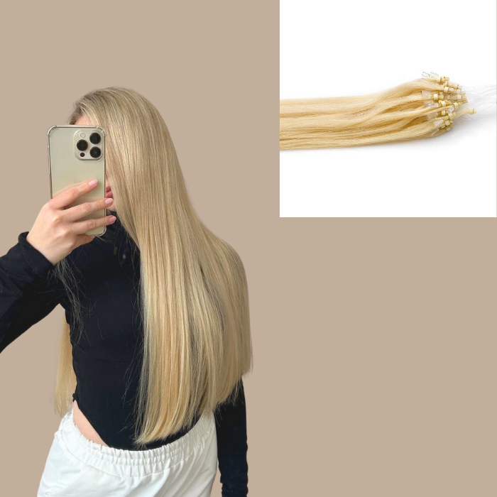 100 Extensions Anneaux Raides Blond Blond 18" | 46 Cm