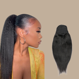 Queue de cheval Ponytail Brun Foncé A Cordon Remy Hair Yaki Straight Brun Foncé 1B