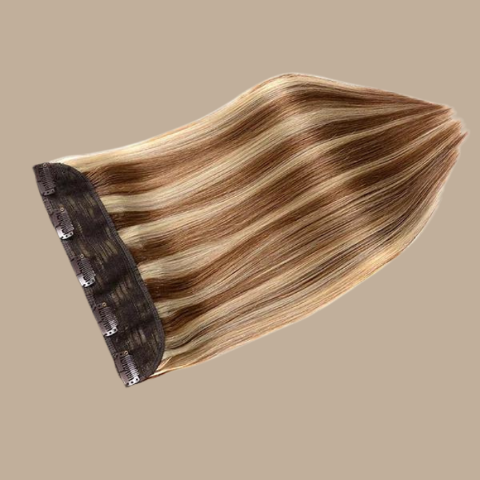 Extension à Clips Straight Chatain Méché Blond Mono Bande Maxi Volume Chatain Méché Blond