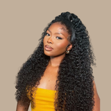 Queue de cheval Ponytail Brun Foncé A Cordon Remy Hair Kinky Curly Brun Foncé 1B