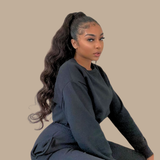 Queue de cheval Ponytail Brun Foncé A Cordon Remy Hair Body Wave