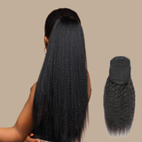 Queue de cheval Ponytail Brun Foncé A Cordon Remy Hair Kinky Straight Brun Foncé 1B