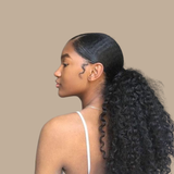 Queue de cheval Ponytail Brun Foncé A Cordon Remy Hair Afro Curly Brun Foncé 1B