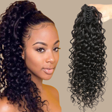 Queue de cheval Ponytail Brun Foncé à Pince Naturel Remy Hair Deep Wave Brun Foncé 1B