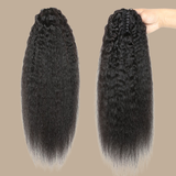 Queue de cheval Ponytail Brun Foncé à Pince Naturel Remy Hair Kinky Straight Brun Foncé 1B