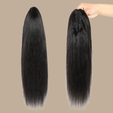 Queue de cheval Ponytail Brun Foncé à Pince Naturel Remy Hair Yaki Straight Brun Foncé 1B