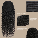 Queue de cheval Ponytail Brun Foncé A Cordon Remy Hair Deep Wave Brun Foncé 1B