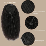 Queue de cheval Ponytail Brun Foncé A Cordon Remy Hair Afro Curly Brun Foncé 1B