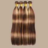 Tissage Cheveux Vierge Human Hair Straight 7A Chatain Méché Blond P4/27 100 Gr Chatain méché blond P4 27 1 Pc