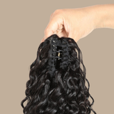 Queue de cheval Ponytail Brun Foncé à Pince Naturel Remy Hair Deep Wave Brun Foncé 1B