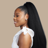 Queue de cheval Ponytail Brun Foncé A Cordon Remy Hair Yaki Straight Brun Foncé 1B