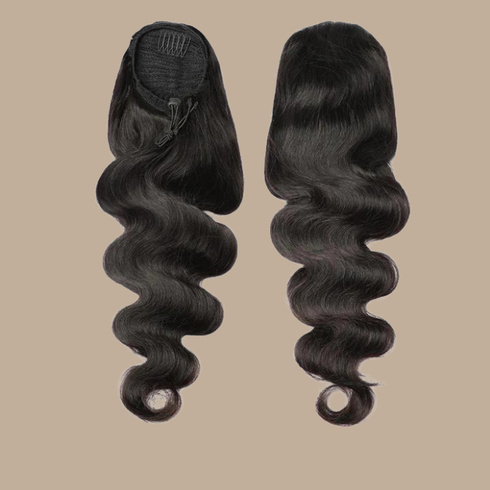 Queue de cheval Ponytail Brun Foncé A Cordon Remy Hair Body Wave