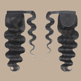 Queue de cheval Ponytail Brun Foncé Ruban Magique Remy Hair Body Wave Brun Foncé 1B