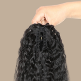 Queue de cheval Ponytail Brun Foncé à Pince Naturel Remy Hair Kinky Straight Brun Foncé 1B