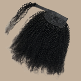 Queue de cheval Ponytail Brun Foncé Ruban Magique Remy Hair Afro Curly Brun Foncé 1B