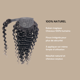 Queue de cheval Ponytail Brun Foncé Ruban Magique Remy Hair Deep Wave Brun Foncé 1B